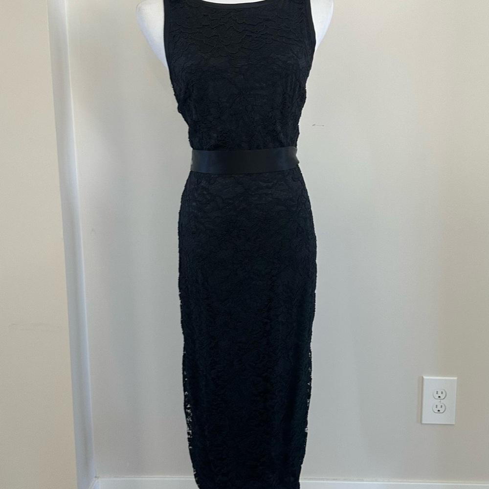 ABS Allen Schwartz Black Lace Midi Dress